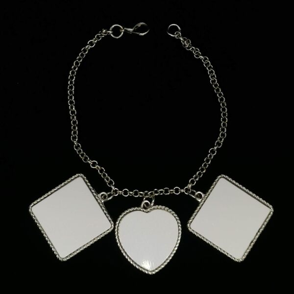 Bracelet With Two Square And One Heart Charms Thumbnail
