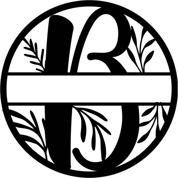 B Floral split monogram letters Thumbnail